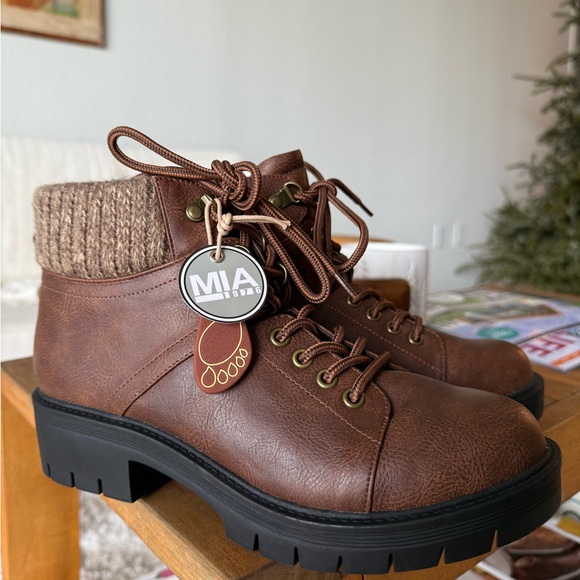 Leather Brown Ankle Booties - Picture 1 of 5
